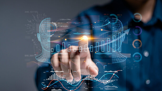 Businessman,Touching,Automated,Data,Management,System,To,Create,Reports,With